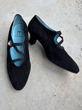 Thierry Rabotin Black Suede Mary Jane Heels Pumps EU 40 Avant Garde Balletcore